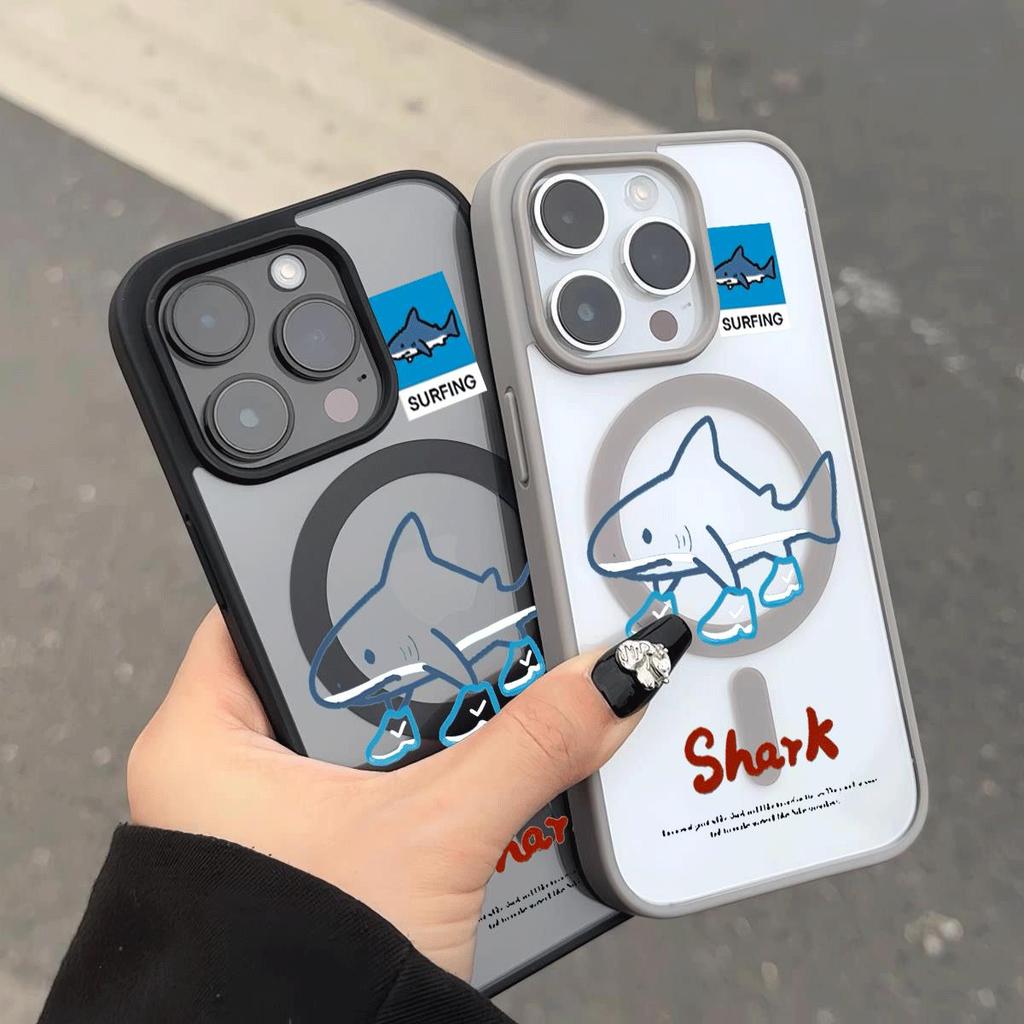 Cá mập nhỏ Ứng dụng iPhone 16P17/1514 Vỏ điện thoại hút từ 13/12 Dễ thương 11 Ý tưởng