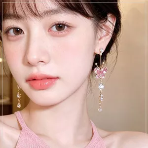 Dopamine Bướm Nhấp Nháy Bông Tai Kim Cương Không Khí Dài Tua Rua Bông Tai Siêu Nhấp Nháy Nhẹ Nhàng Bông Tai Thời Trang 5.11