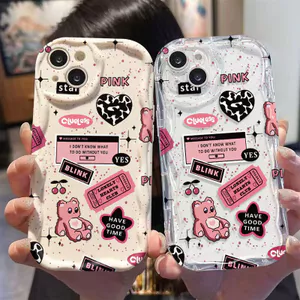 Ốp Lưng Cho Realme C65 C63 C55 C53 C51 C35 C30 C21Y C25 C25S C20 C15 C12 C11 5 5S 5i 6i Note 50 Narzo 20 30A Kem Vồng Cong Cạnh Họa Tiết Gấu Dễ Thương NYK011