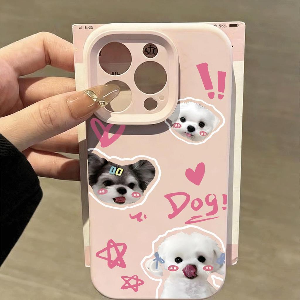 Pink Dog Puppy Collection cho iPhone 17pro trường hợp điện thoại 161514pro lỗ silicone