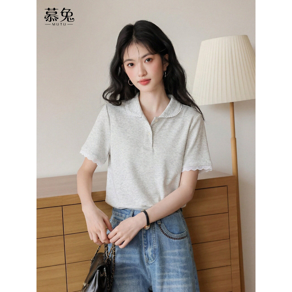 Mutu Áo Thun Ren Nữ Phong Cách Hàn Quốc Sweet Lace Cho Mùa Hè