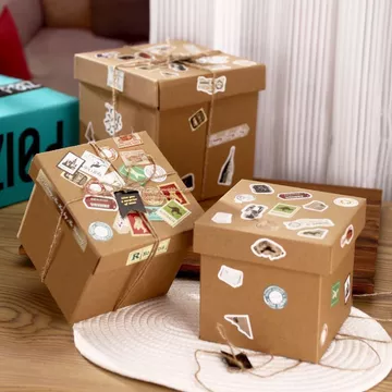Hộp quà tặng Giấy gói quà / Hộp quà tặng (Hộp quà) trong Khuyến nghị hộp quà ~ Hộp quà tặng cổ điển Giấy kraft Hộp quà sinh nhật phong cách Anh Nhãn dán cổ điển DIY Retro Bao bì quà tặng Kraft Hình vu
