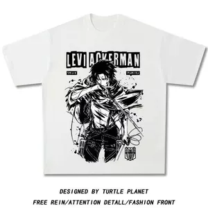 Áo thun nam cổ điển tay ngắn màu trắng, chất liệu cotton 100%, thiết kế retro Inspired by Attack on Titan Levi