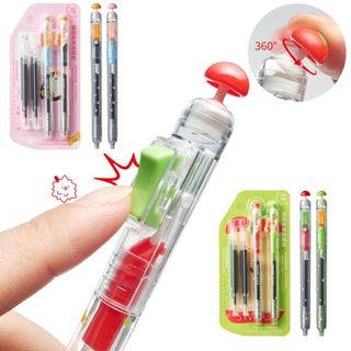 ROLY 4 Cái / bộ Bút Công Tắc Thư Giãn, Bút Gel Clicker Chống Lo Âu Viết Mịn, 0.5mm Sáng Tạo Với Bút Thay Thế Đổ Lại Dụng Cụ Học Tập Cho Học Sinh Trường Học