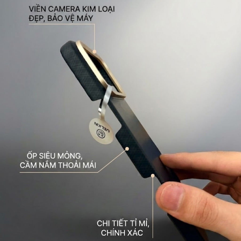 [Chính Hãng] Ốp Lưng UELKIN Fiber Vân Carbon Cho iPhone 17 Pro Max - Sợi Aramid Siêu Mỏng 0.6mm, Viền Kim Loại, Magnetic