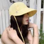 Mũ Bucket Chống Nắng Kẻ Sọc Dễ Thương Nón Vành Rộng Thoáng Khí Có Dây Buộc, Phong Cách Hàn Quốc Cho Nữ Đi Biển Dạo Phố
