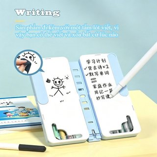 Hộp đựng bút chì 3 trong 1 Giá đỡ sách có thể điều chỉnh 7 góc Bàn làm việc bằng nhựa Đồ dùng học tập cho trẻ em