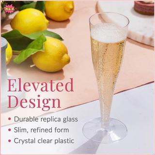 N & X 5 Chiếc Cốc Champagne Trong Suốt Dùng Một Lần Sáo Nhựa Ly Cưới Sinh Nhật Đồ Dùng Thanh Uống Cốc Kem Đỏ.