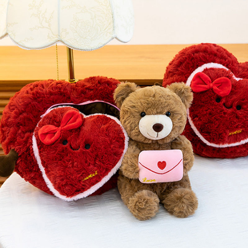 Thú Bông 2in1 Hình Trái Tim – Gấu Teddy ôm Thư 25cm, Mịn Màng Cao Cấp, Quà Sinh Nhật ý Nghĩa Cho Bạn Gái Và Bé Gái