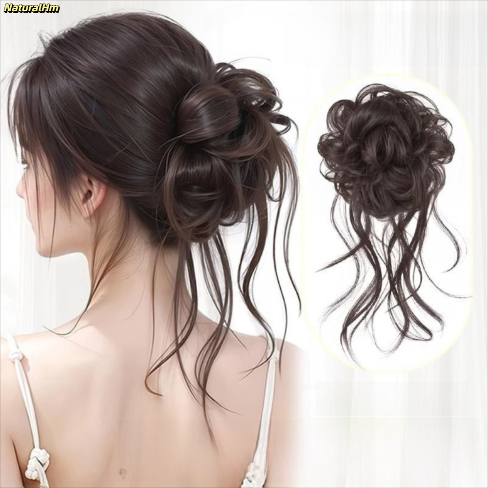Dây buộc và kẹp tóc giả NATURALHM, tự nhiên mượt mà, màu nâu xoăn - Phụ kiện tóc