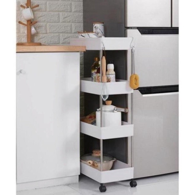 Kệ đựng đồ đa năng 4 tầng, có bánh xe đẩy tiện lợi