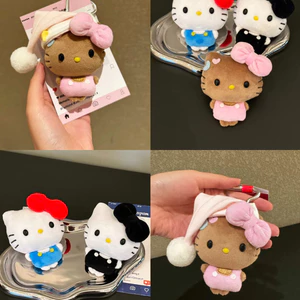 Cùng Ngày Giao Hàng Dễ Thương Da Đen Mắt Đậu Hà Lan Hello kt Sang Trọng Búp Bê Túi Búp Bê Mặt Dây Chuyền Móc Khóa Quà Tặng