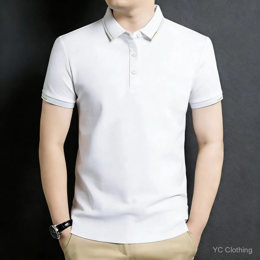 Áo sơ mi polo nam mùa hè, tay ngắn, nhẹ, thoải mái, thời trang công sở cao cấp B9VJ