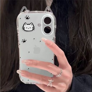 Ốp lưng IPhone 17 16 15 14 13 12 11 ProMax XSMax 7 Plus Dễ thương trắng mèo rõ ràng trường hợp điện thoại
