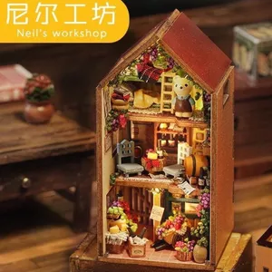 618 Smart Fun House DIY Handmade Cabin Neil Workshop Khối xây dựng thu nhỏ Phong cách thị trấn nhỏ Quà tặng giới hạn sáng tạo 0429