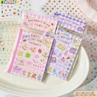 Nhãn dán nhật ký THFENG, Sách dán móng tay Mini hoạt hình, Nhãn dán cốc mềm tự dính dập nổi dễ thương Trẻ em