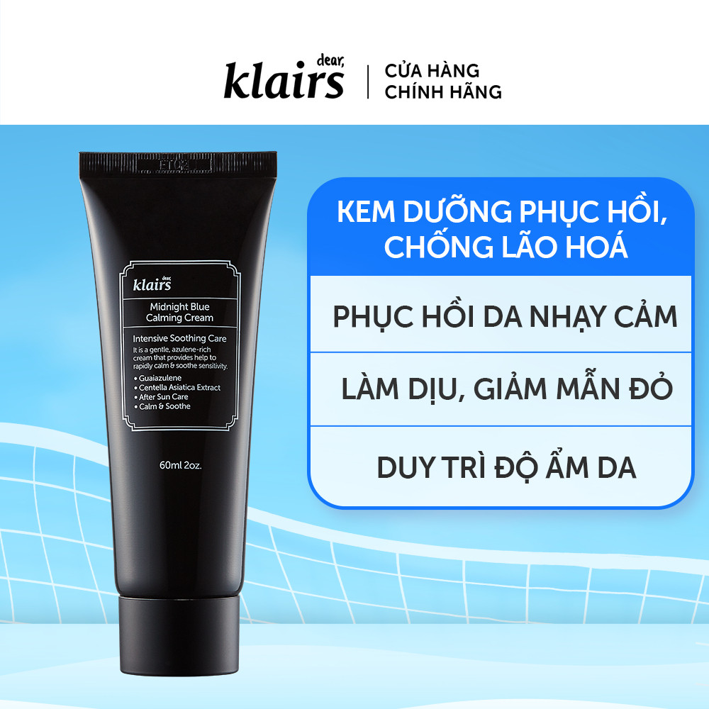 [KOL] Kem dưỡng da Dear, Klairs Midnight Blue Calming Cream hỗ trợ phục hồi 60g