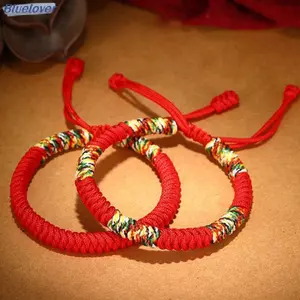 Bluelover Phật Giáo Tây Tạng Luy Vòng Tay Unisex Bện Có Thể Điều Chỉnh King Kong Nút Dây Đỏ Vòng Tay Dành Cho Nam Nữ Cặp Đôi Pulsera Mới