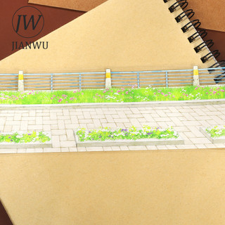 JIANWU 60mm * 5m Vintage Cây Hoa Đường Phố Bên Vật Liệu Phong Cảnh Cắt Băng Thêu Sò PET Sáng Tạo DIY Tạp Chí Văn Phòng Phẩm