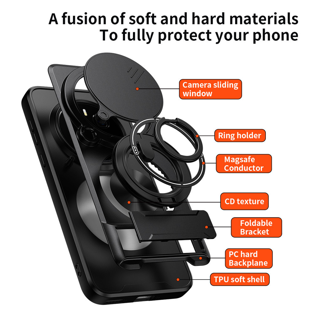 Ốp Điện Thoại Đa Năng Sang Trọng Thích Hợp Cho Honor Magic7 Magic6 Magic8 Pro 5G Dây 360°Giá đỡ vòng có vỏ máy ảnh Vỏ bảo vệ toàn diện chống sốc
