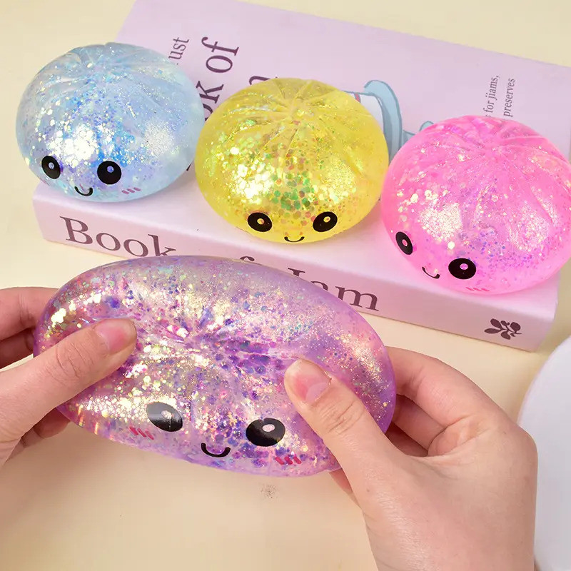 Đồ chơi mềm hình bánh bao lấp lánh VN, Hộp quà bí ẩn, Mô hình thực phẩm mềm màu sắc tươi sáng, Đồ chơi cảm giác bóng bóp giảm căng thẳng.