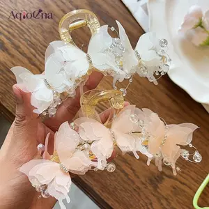 AqToCna Thời Trang Mới Mô Phỏng Bướm Kẹp Tóc Nữ Ngọc Trai Thanh Lịch Nơ Đuôi Ngựa Kẹp Phụ Kiện Tóc Cua Ngọt Vuốt Mũ Đội Đầu AqToCna