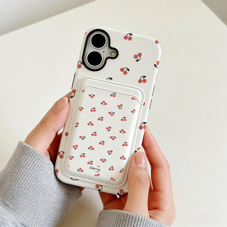 Ốp bảo vệ họa tiết anh đào màu đỏ cho iPhone 11 12promax 13pro15pro 15promax 14 14promax 14pro 16 pro max 16 plus 17 17promax ốp lưng hai trong một