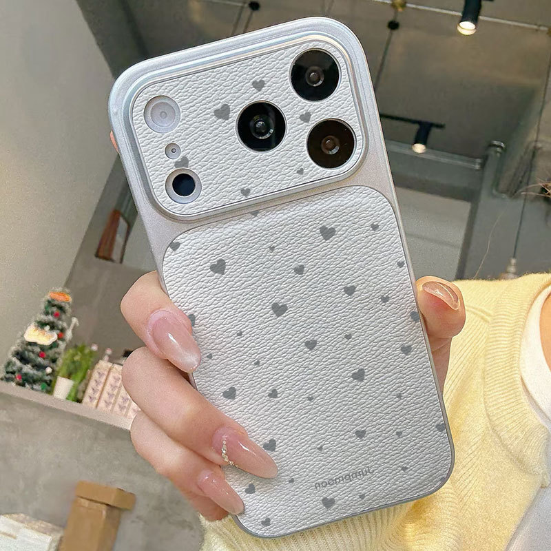Ốp lưng iPhone họa tiết trái tim Bao da mềm cao cấp đựng máy ảnh - iP 7/8/X/XS/XR/11/12/13/14/15/16/17/Plus/Air/Pro/Max