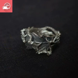 Nhẫn nữ đa năng khí chất Retro họa tiết gai bạc trắng cá tính