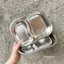 Khay ăn Inox Cao Cấp 2 Ngăn Kèm Thìa Cho Bé Kích Thước 22x15x6cm Khay ăn Inox Cho Bé