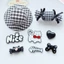 Set Charm Mũ Caro Đen Trắng Siêu Cute – Kitty Nơ Đỏ + Kẹo Ngọt + Tim Đen Xinh Xỉu Hot Trend