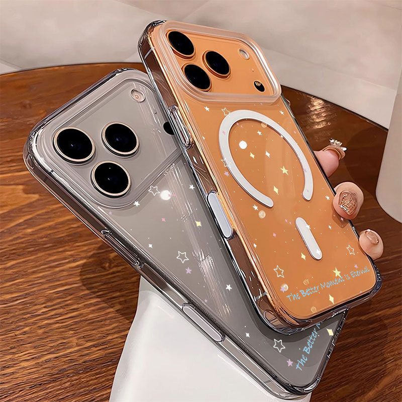 Ốp lưng iPhone họa tiết ngôi sao nhỏ hỗ trợ sạc không dây từ tính - iP 7/8/X/XS/XR/11/12/13/14/15/16/17/Plus/Air/Pro/Max