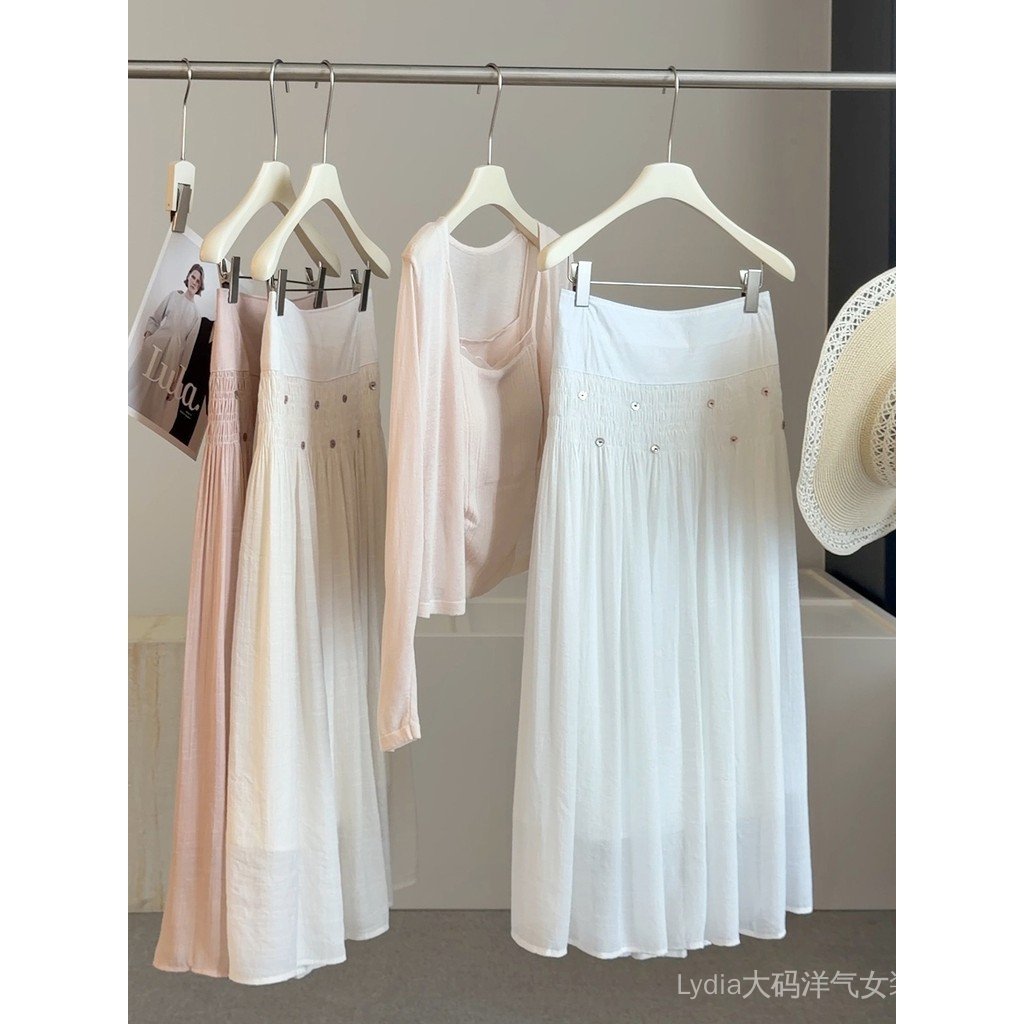 [Ưu đãi đặc biệt trong thời gian có hạn] Váy nữ chất lượng cao Spike Size lớn phong cách phương Tây dành cho nữ 26 mùa hè Tính khí eo cao thon gọn hơn Look Drape Feel a-Line Large Swing Long S
