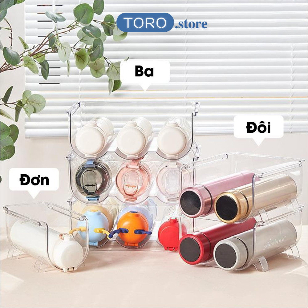 Khay Để Bình Nước HomeMate Nhựa PET Trong Suốt, Kệ Sắp Xếp Bình Nước Chồng Tầng Gọn Gàng