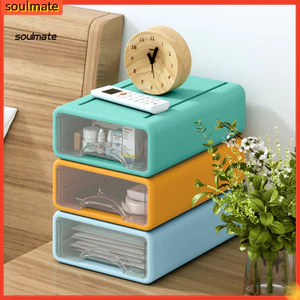 Linh hồn| Tổ chức lưu trữ bền bỉ Bộ sắp xếp bàn văn phòng Bộ sắp xếp lưu trữ bàn 3 / 4 chiếc có sức chứa cửa sổ Chống bụi Đồ dùng văn phòng có thể xếp chồng lên nhau Hộp đựng ngăn kéo cho gia đình