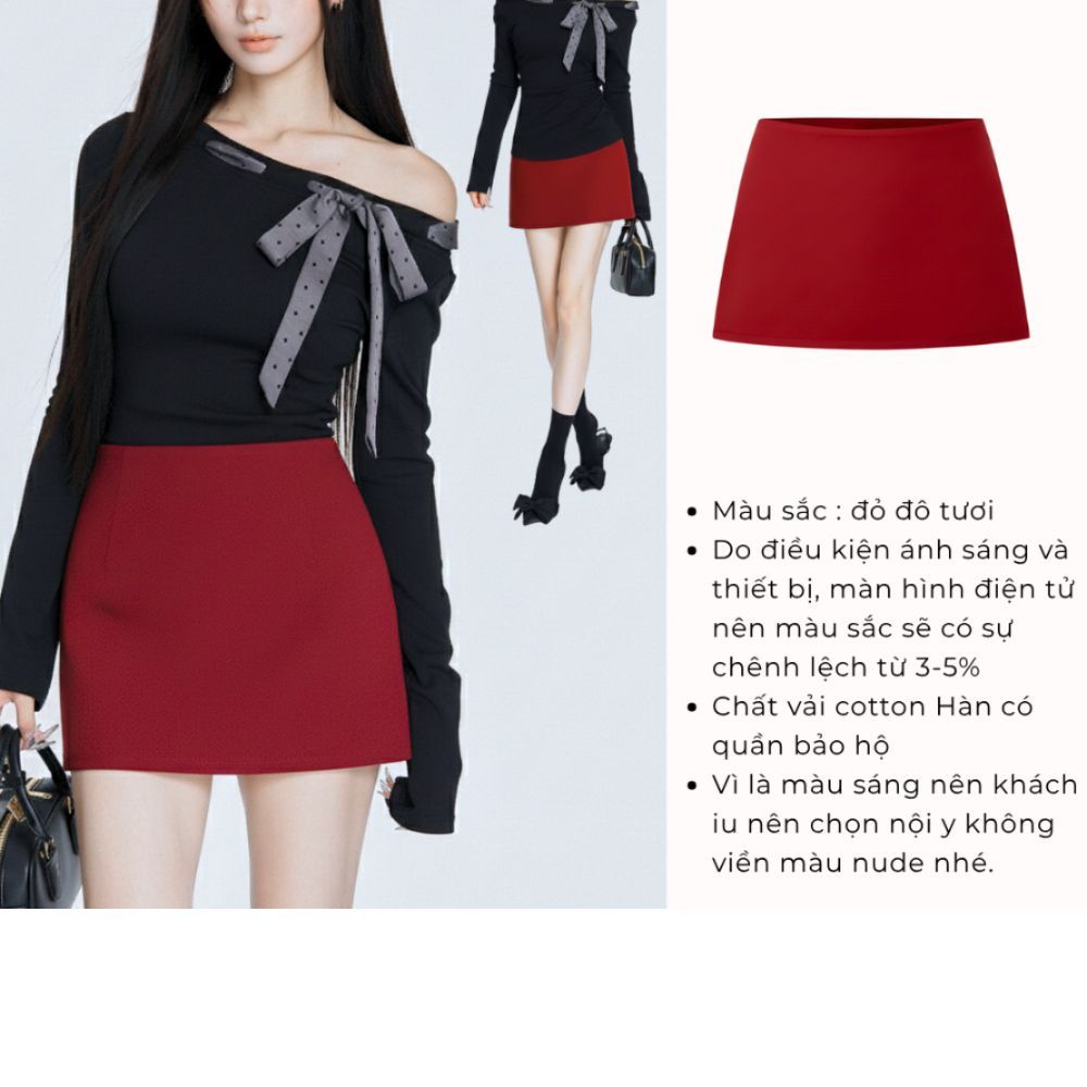 [DEAL MỞ BÁN] - Dottie Skirt - Chân Váy Chấm Bi / Trơn Chữ A Nữ - Kèm Quần Bảo Hộ - SamHi Closet