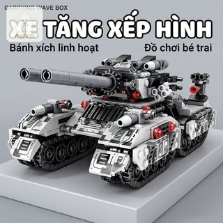 ABS Quân Sự Xe Tăng Xây Dựng Đồ Chơi Theo Dõi Xe Mô Hình Giáo Dục STEM Bé Trai Quà Tặng