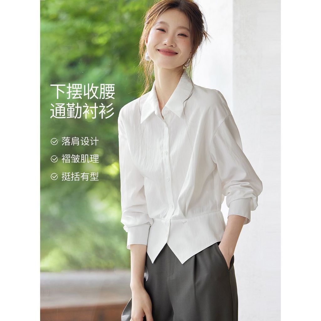 Eo Mỏng Nữ Thời Trang Chắc Chắn Áo Dài Tay Nữ Cổ Áo Sơ Mi Công Sở