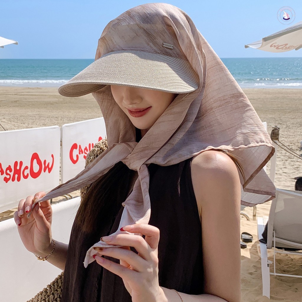 Mũ chống nắng bằng lụa dành cho nữ - Mũ mùa hè chống tia cực tím có nắp cổ