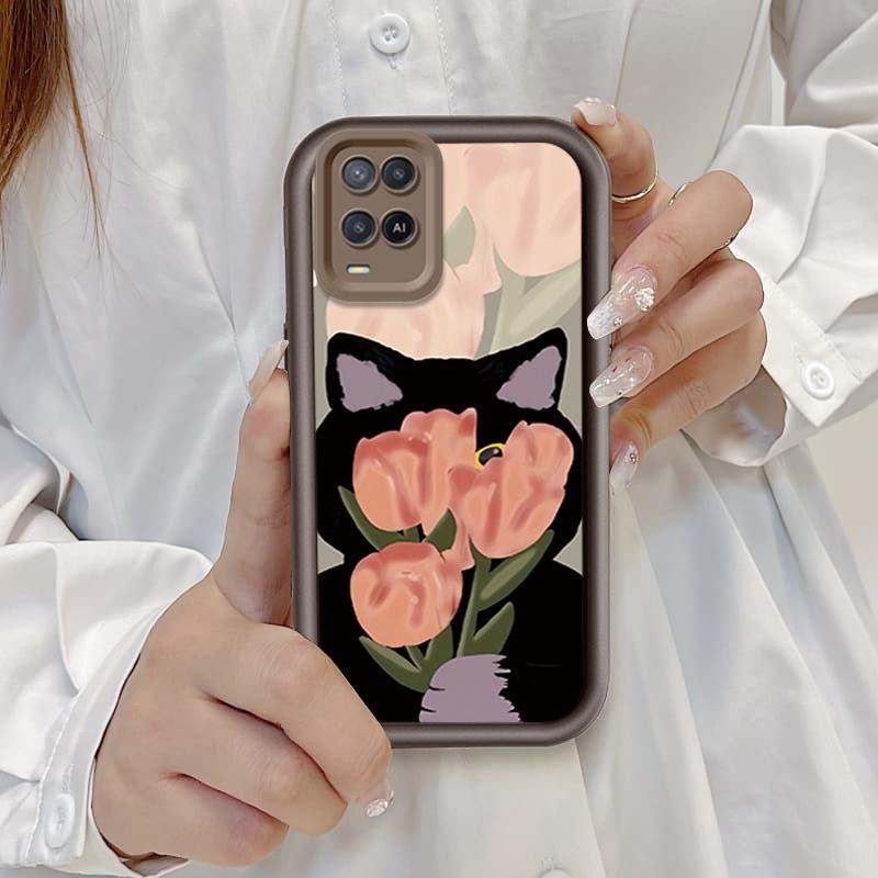 Ốp Lưng Cho OPPO A54 4G Hoạt Hình Silicon Mềm Đáng Yêu TPU Hoa Tulip Angel Eye Vỏ Điện Thoại Chống Sốc