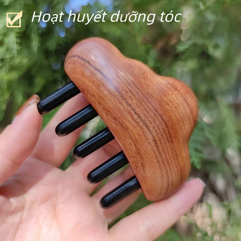 Lược Gỗ Đàn Hương Hình Đám Mây – Massage Da Đầu, Khai Thông Kinh Lạc, Làm Mượt Tóc, Trị Liệu Tại Nhà, Tiện Lợi Mang Theo