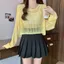 Áo thun ngắn tay PYCOU, mỏng dài tay chống nắng, Áo thun dệt kim rỗng ngọt ngào mùa hè