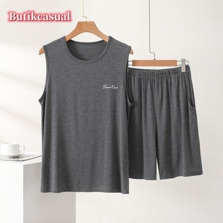Vest và quầnshortModal nam mùa hè, thiết kế giản dị, chất liệu bông mới, phù hợp mặc ở nhà.
