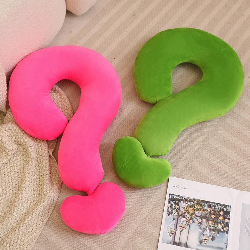 55x35cm Gối Tựa Đầu Hình Dấu "?", Chất Liệu Lông Ngắn Siêu Mềm Mại, Dùng Cho Trang Trí, Du Lịch, Quà Tặng, Nhiều Màu