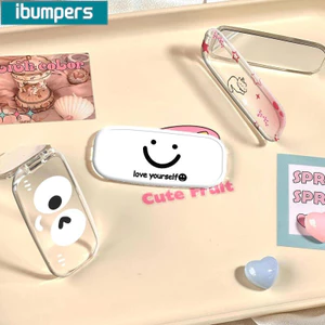 Ibumpers Giá đỡ điện thoại hình chó mèo hoạt hình dễ thương có đế dính gương trang điểm, Giá đỡ có thể gập lại 2 góc có thể điều chỉnh, Phụ kiện di động đa năng