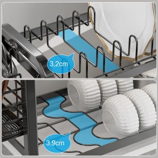 Kệ Vắt Chén Đĩa  Chất Lượng Cao, Màu Đen, Bộ Tổ Chức Đĩa Chén Nhà Bếp, Kệ Lưu Trữ Thoát Nước Tiện Lợi