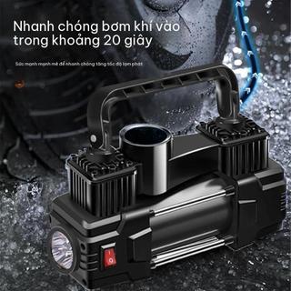 Bơm Lốp Ô Tô Mini 12V 150PSI, 2 Xi Lanh Mạnh, Tự Động, Có Đèn LED, Máy Bơm Điện Xe Hơi Đa Năng