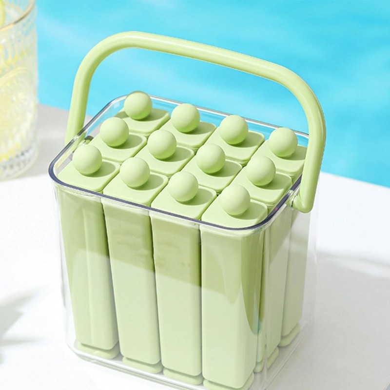 GOO Silicone Ice Stick Maker Dễ dàng phát hành Bộ khuôn đá viên có nắp hộp lưu trữ