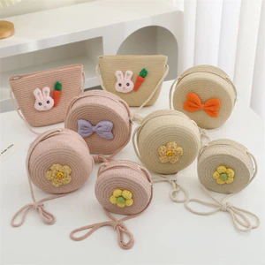 Túi Rơm Túi Dệt Trẻ Em Túi Nhỏ Bé Gái Điện Thoại Di Động Messenger Du Lịch Mùa Hè Đi Biển Xem Khu Vực Ví Đựng Tiền Xu JA8V