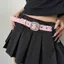 THEGIRL8B Ren, Da PU Vuông Khóa Kim Cương Giả Thắt Lưng, Vintage Cay Girl Y2K Nữ Dễ Thương Thắt Lưng Unisex